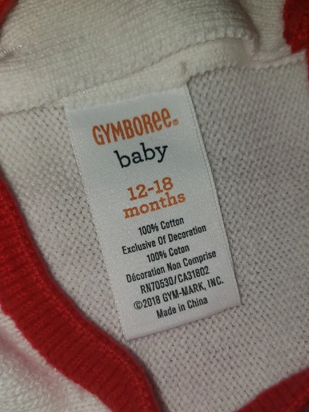 Gymboree White and Red Ladybug Knit Dress 12-18 Months Cotton
